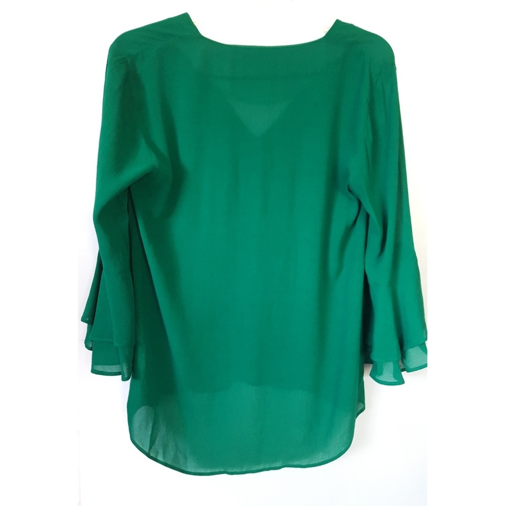 Zara Green Ruffle Bell Sleeve Blouse - Picture 2 of 7